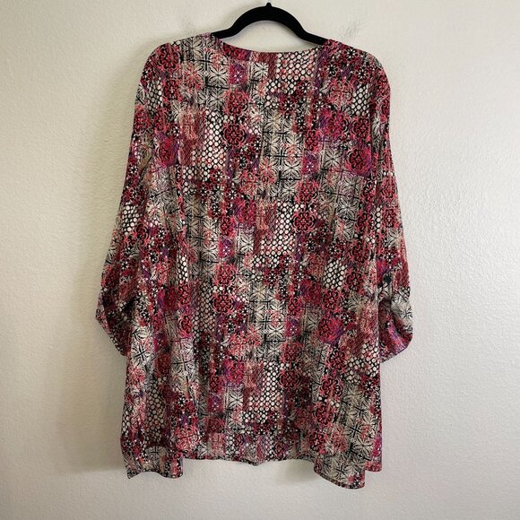 Catherines Womens Plus 3X Button Front Tunic Top Blouse Roll Tab Sleeve Shirt - Picture 10 of 10